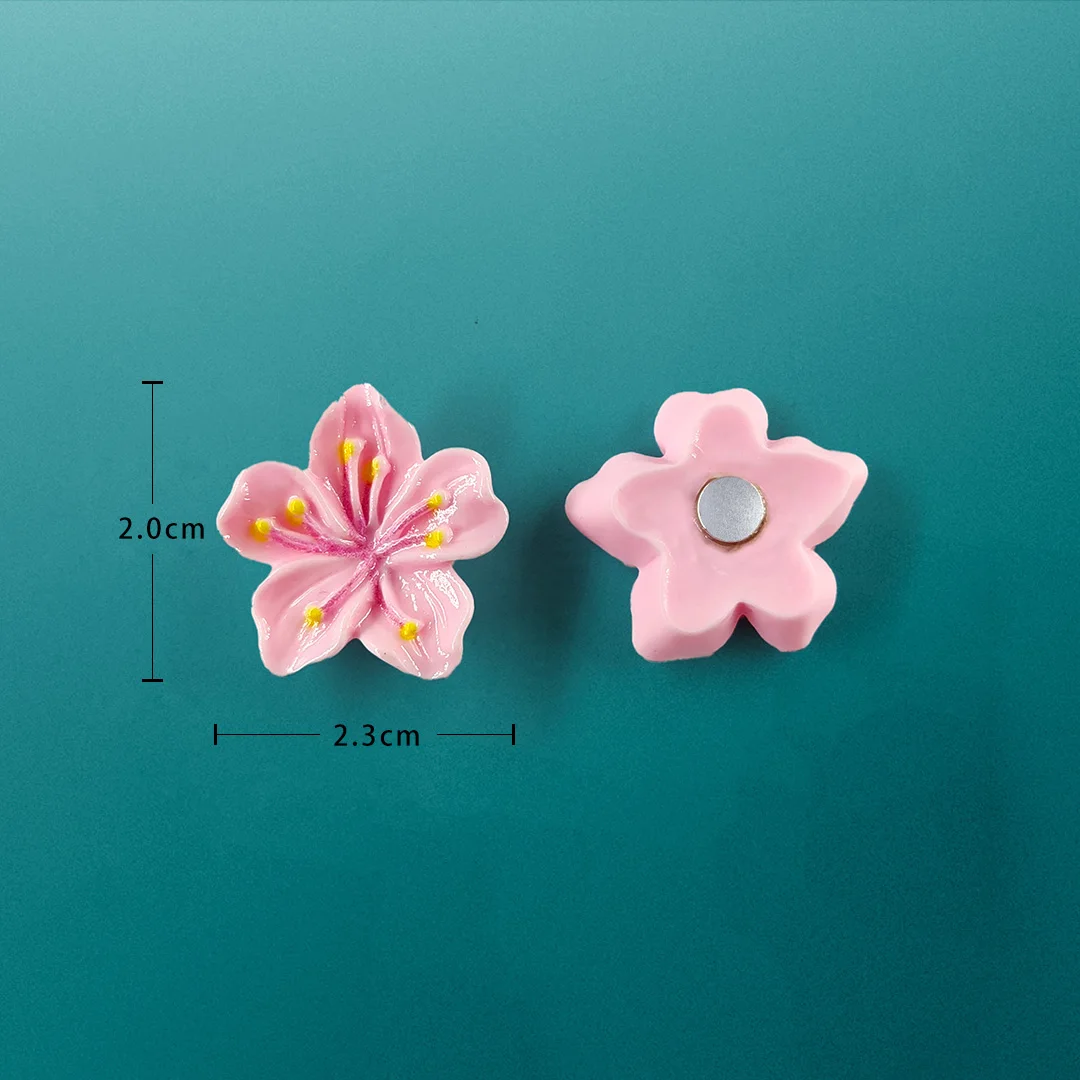 10 Pink Cherry Flower Resin Magnets DIY Refrigerator Kitchen Decoration