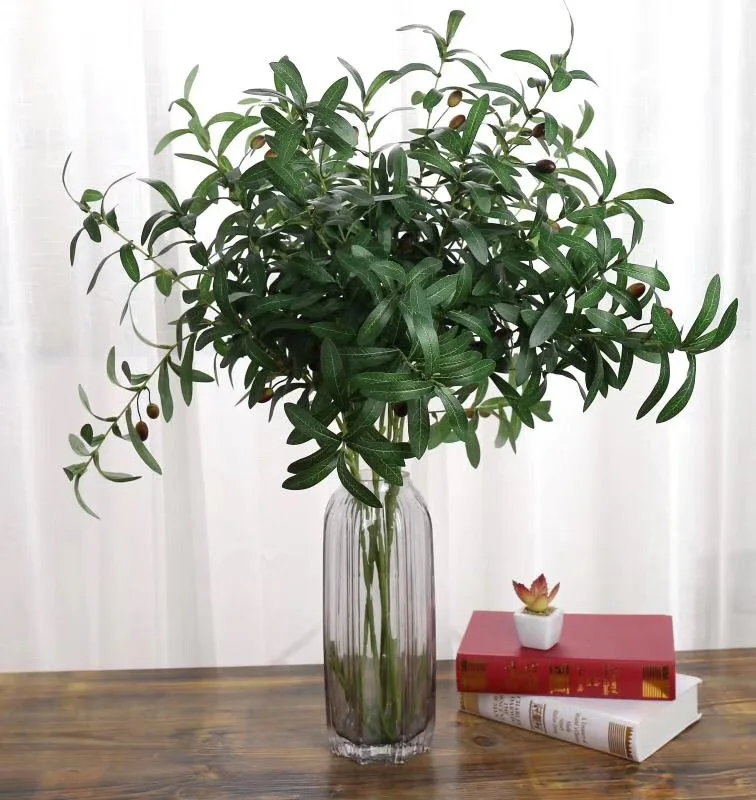 130cm Artificial Olive Branch with Leaves and Fruit for Decor