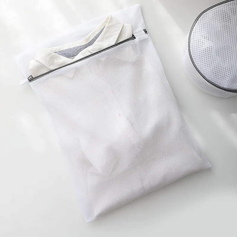 2 Durable 40x50cm White Mesh Laundry Bags