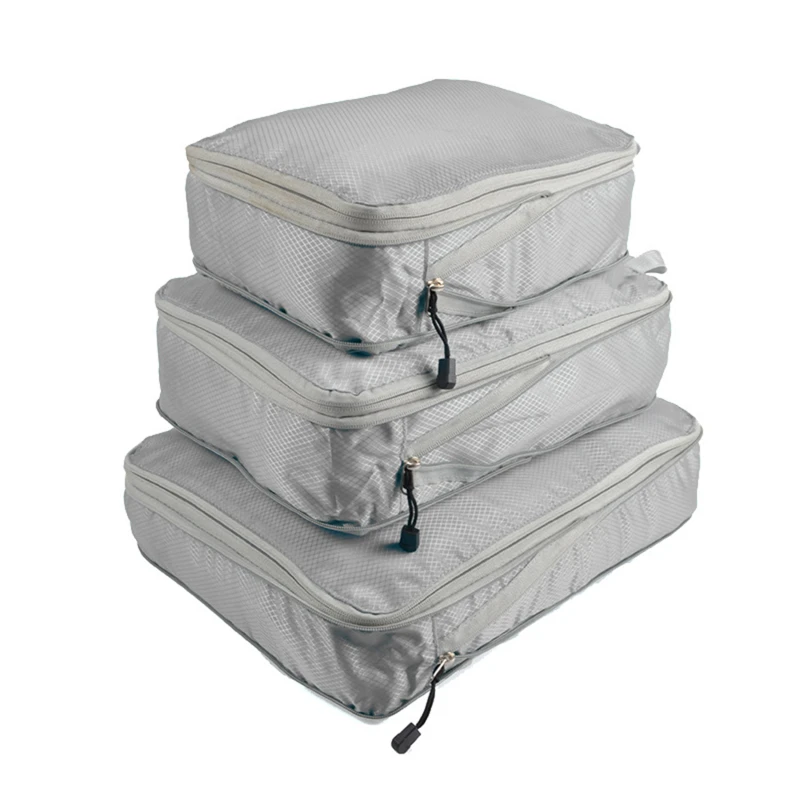 3-Piece Compressed Packing Cubes Set - Lightweight Travel Organizer