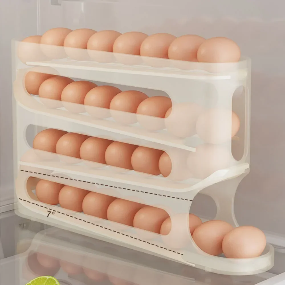 4 Layer Automatic Rolling Egg Holder for Kitchen and Refrigerator