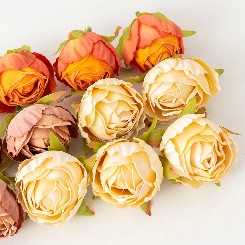 5pcs Silk Rose Heads – Autumn Artificial Flowers for Wedding & Home Decor