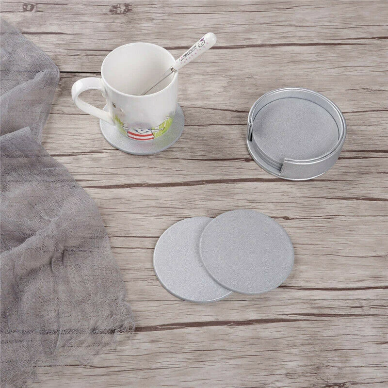 6Pcs Kitchen Marble PU Leather Coasters for Heat Resistant