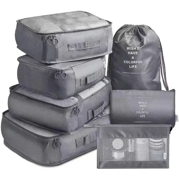 7-Piece Folding Travel Organizer Set - Packing Cubes & Storage