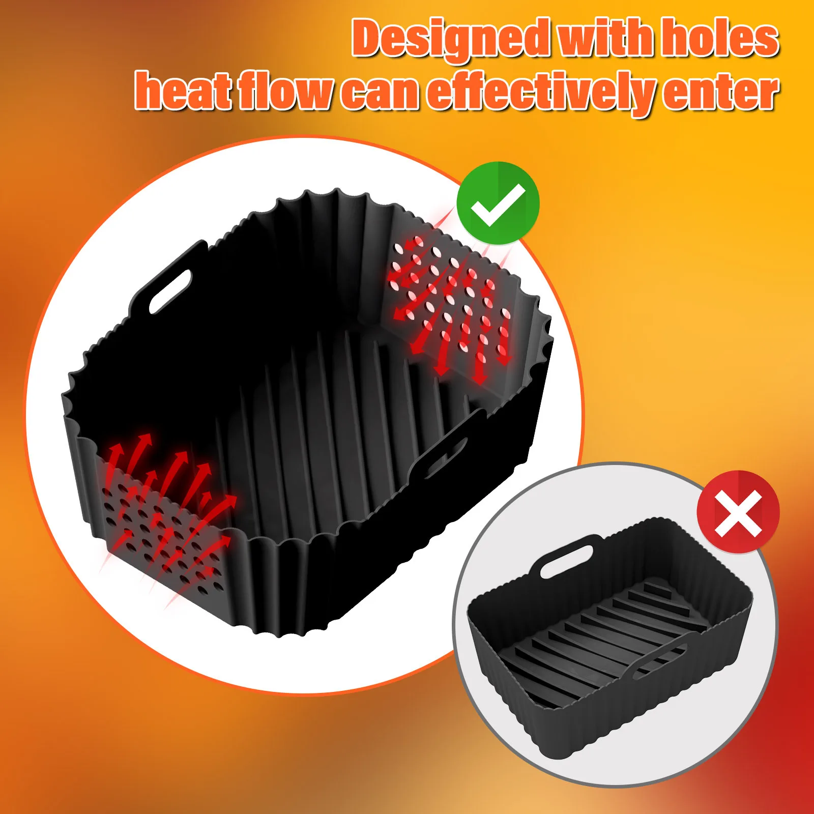 Air Fryer Accessories Set with Silicone Basket and Baking Tray for Ninja