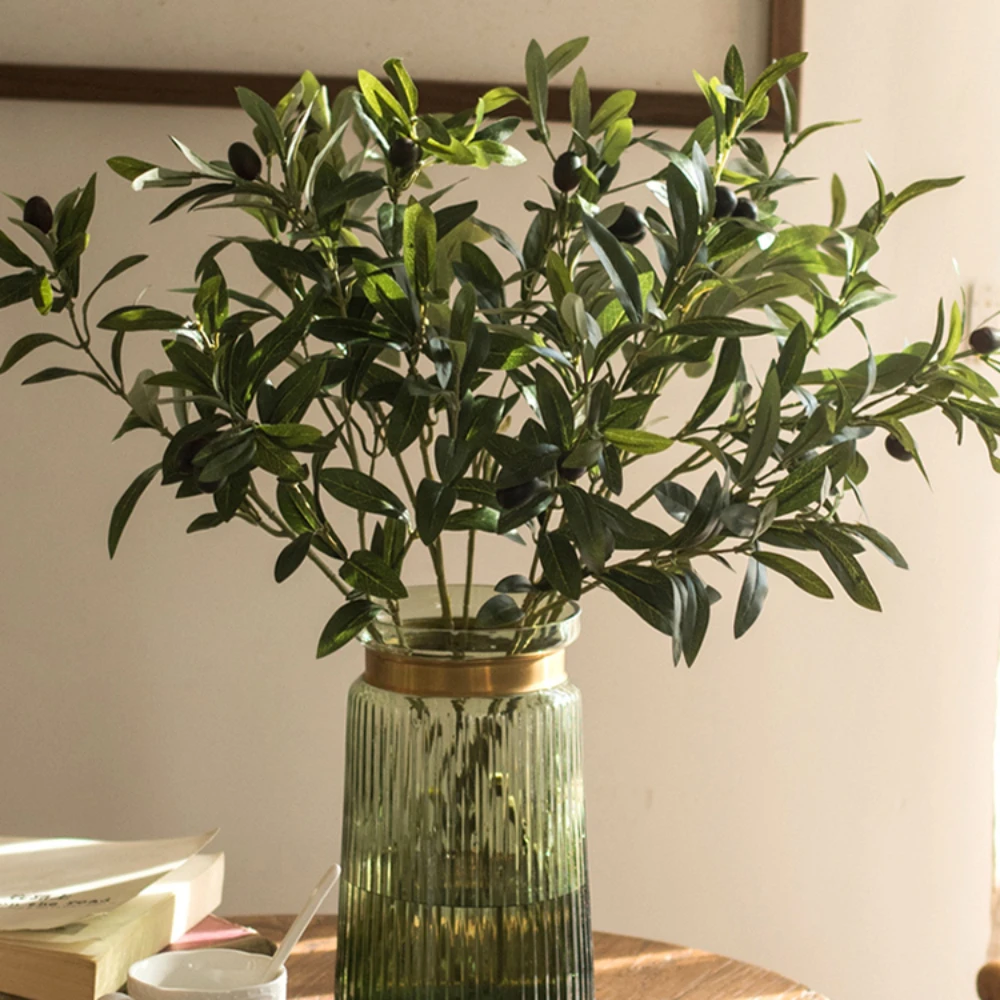 Artificial Olive Branch with Leaves & Fruit for Home, Office, Party Decor