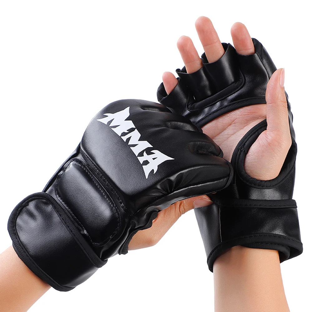 PU Leather Half Finger Boxing and Training Gloves