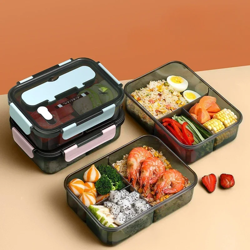 1500ML Portable Compartment Lunch Box with Fork and Spoon—Microwave Food Storage for Kids, Students, and Office