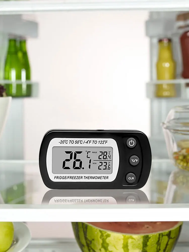 Digital Fridge Thermometer - Max/Min Record, Waterproof, Magnetic Back