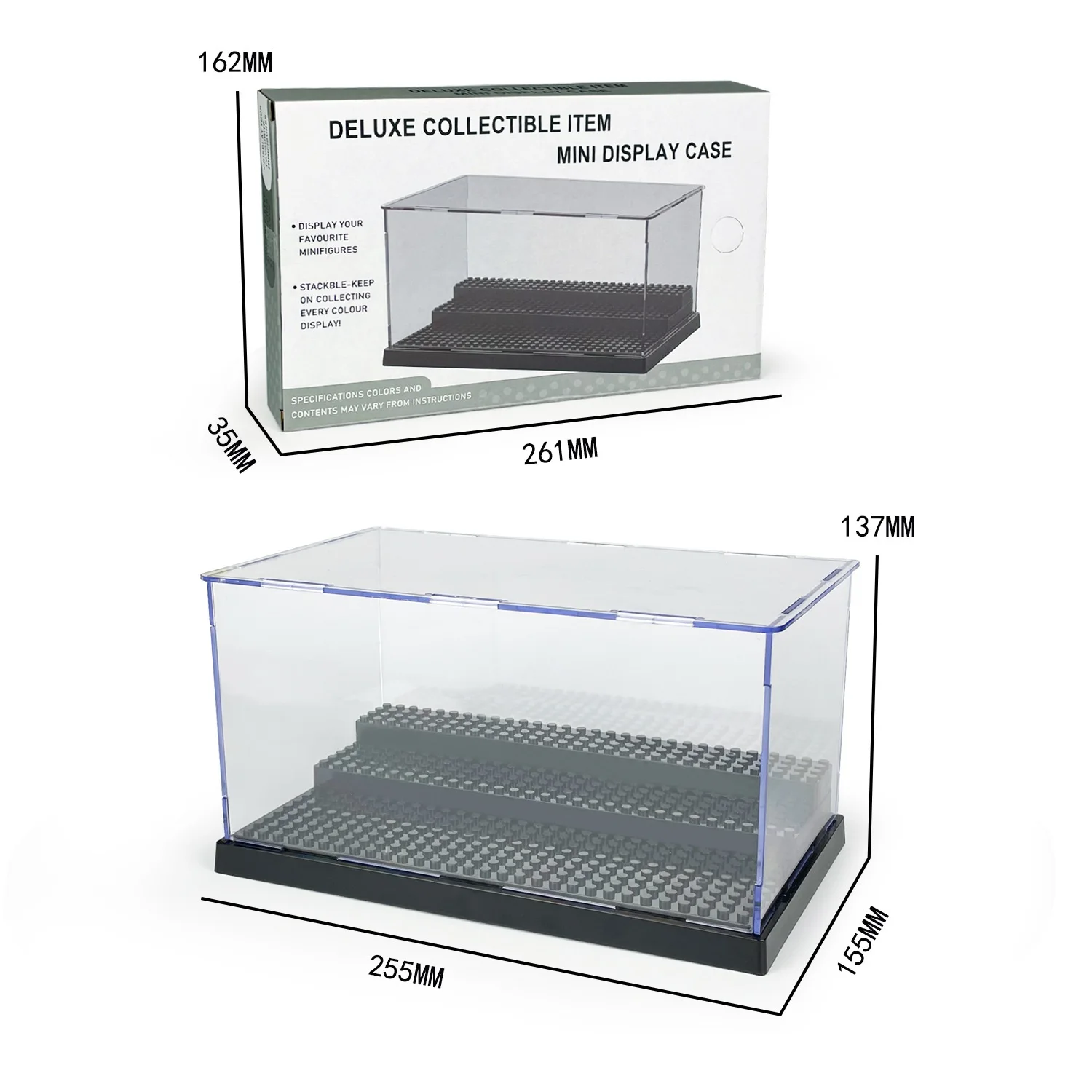 Clear Acrylic Minifigure Display Case with Movable Steps - Dustproof Storage