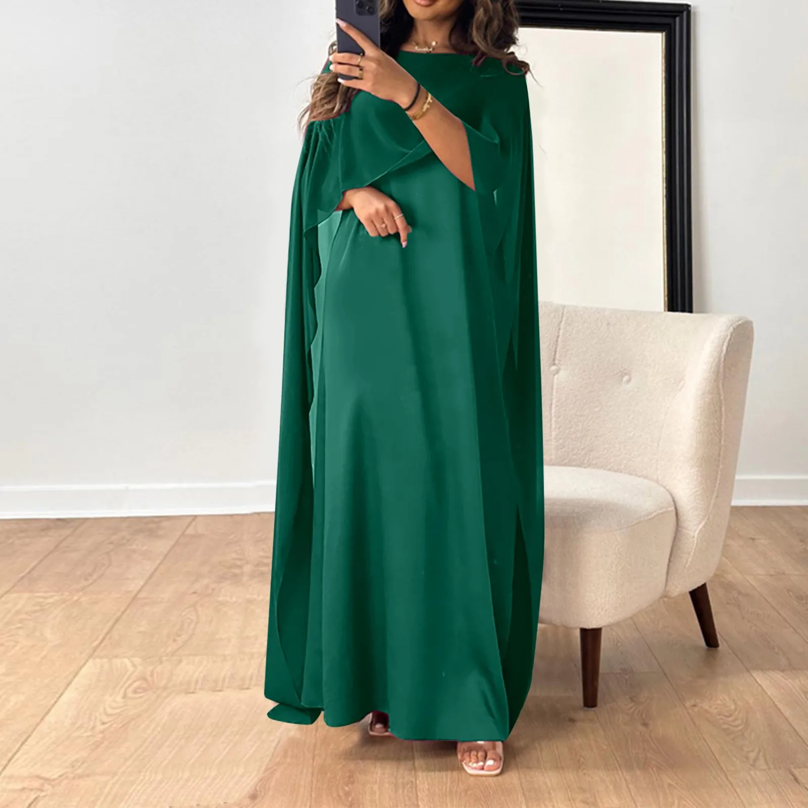 Summer Chiffon Batwing Abaya Maxi Dress