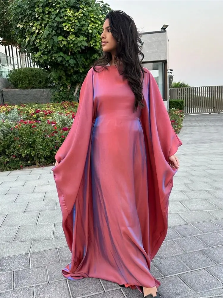 Summer Satin Batwing Abaya - Maxi Dress Kaftan