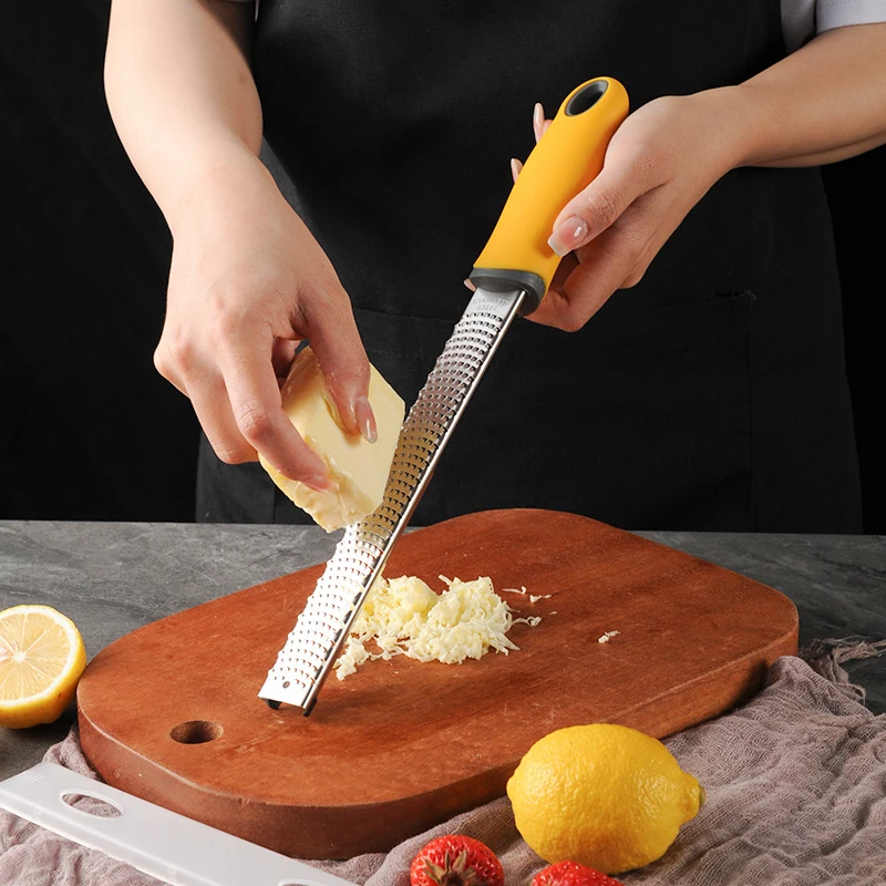 Stainless Steel Cheese Slicer & Lemon Zester with Protective Cover—Multi-Purpose Grater, Four Color Options