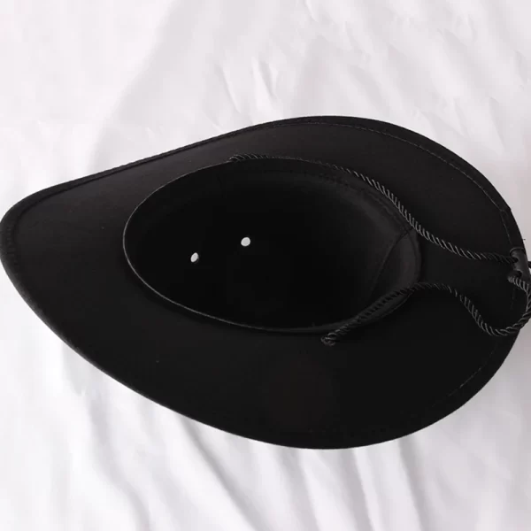 Vintage Wide Brim Cowboy Hat, Sun Protection Jazz Hat for Hiking & Camping - Image 2