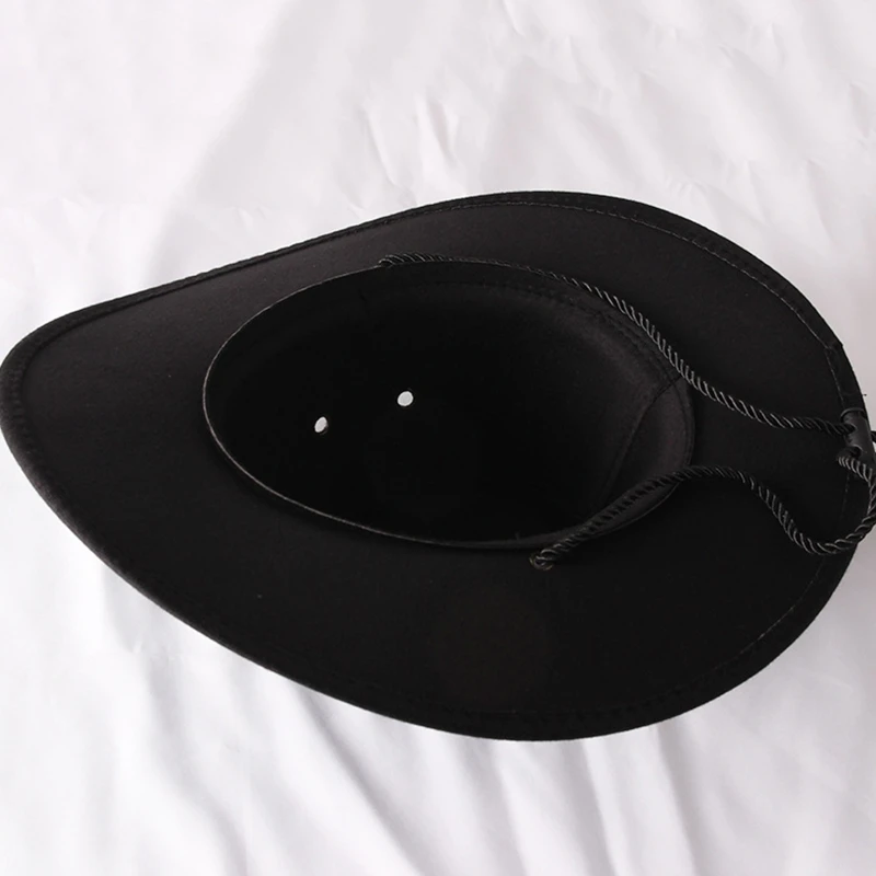 Vintage Wide Brim Cowboy Hat, Sun Protection Jazz Hat for Hiking & Camping