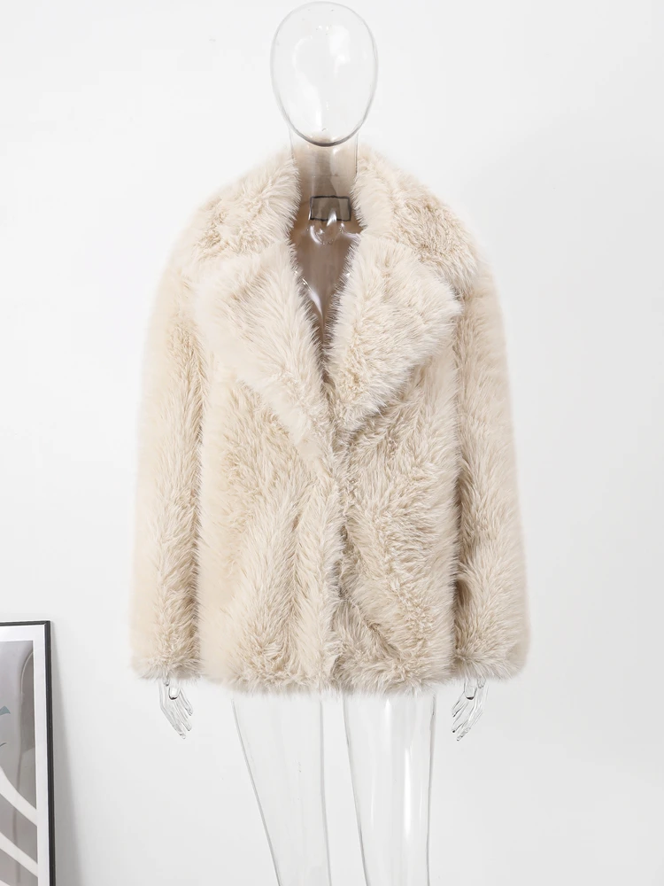 Women's Winter Faux Fur Coat - Fluffy, Loose Fit, Thick Warm Jacket