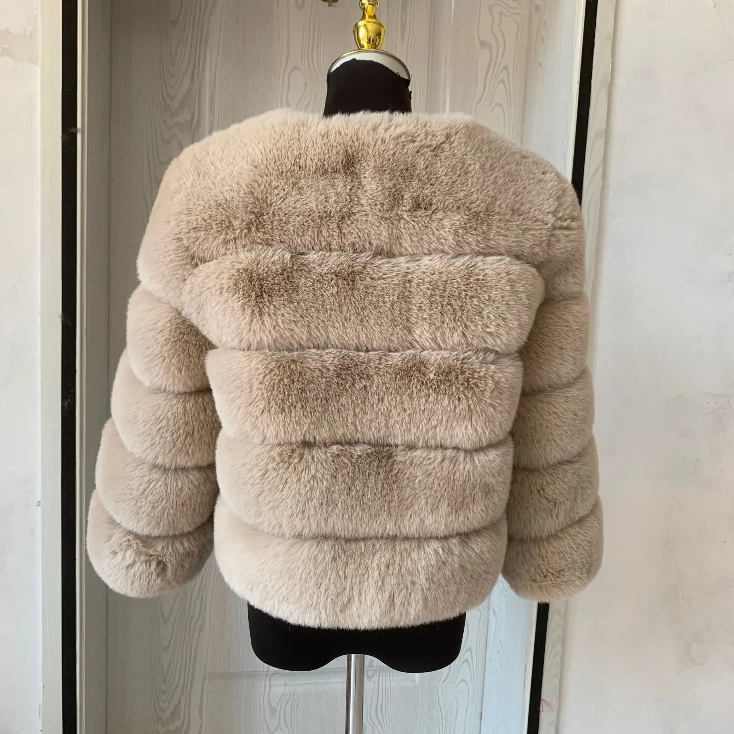 Women's Faux Fur Fluffy Jacket - Short, 7XL, Autumn/Winter