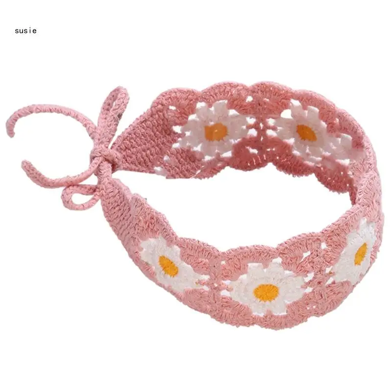 Floral Crochet Hairband and knit Hair Wrap