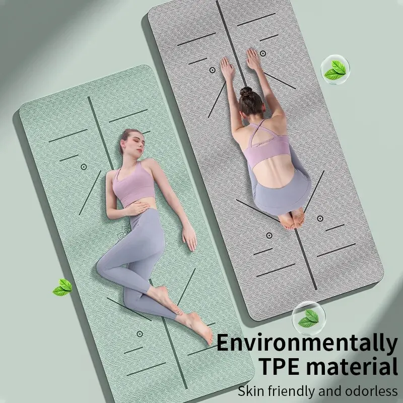 Non Slip Eco Yoga Mat with Strap Fitness & Pilates Mat for Home